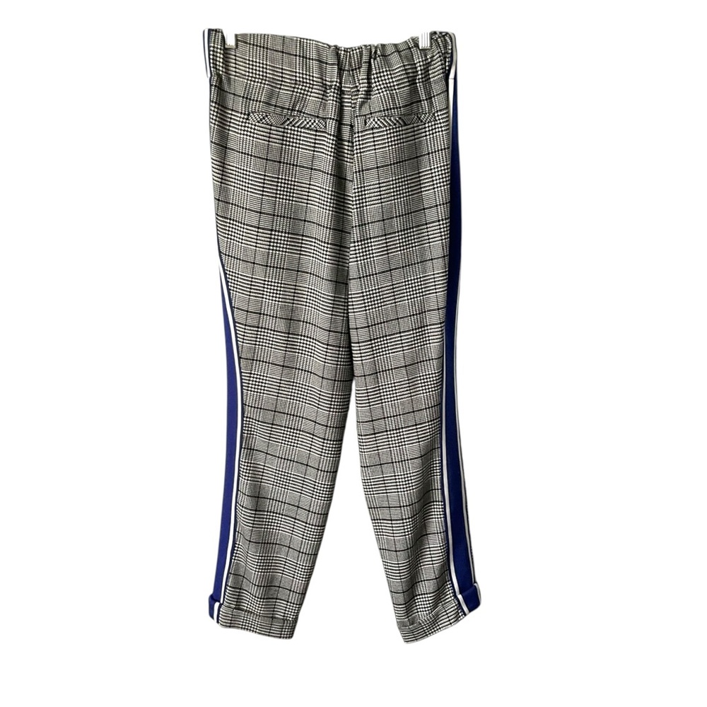 Belle Verne black White Check Trouser Pant L Women Blue Stripe College Preppy - Picture 3 of 8